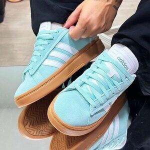 adidas Grand Court Alpha Retro Casual Suede Tennis Sport Trainer ID8860 Aqua/Gum